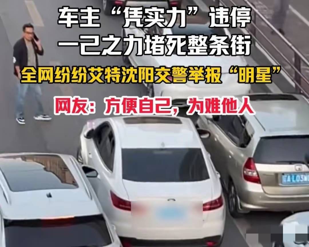 沈阳一车主违停堵死整条街，淡定取手机打电话，网友喊话交警严惩