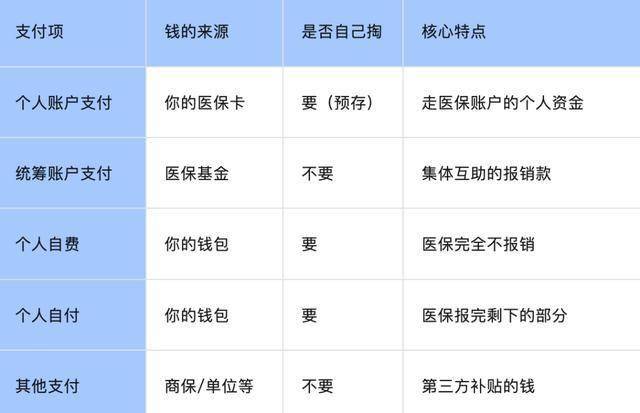 发票上个人账户支付、统筹基金支付、个人自费、个人自付、其他支